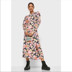 Topshop Floral Long Sleeve Dress